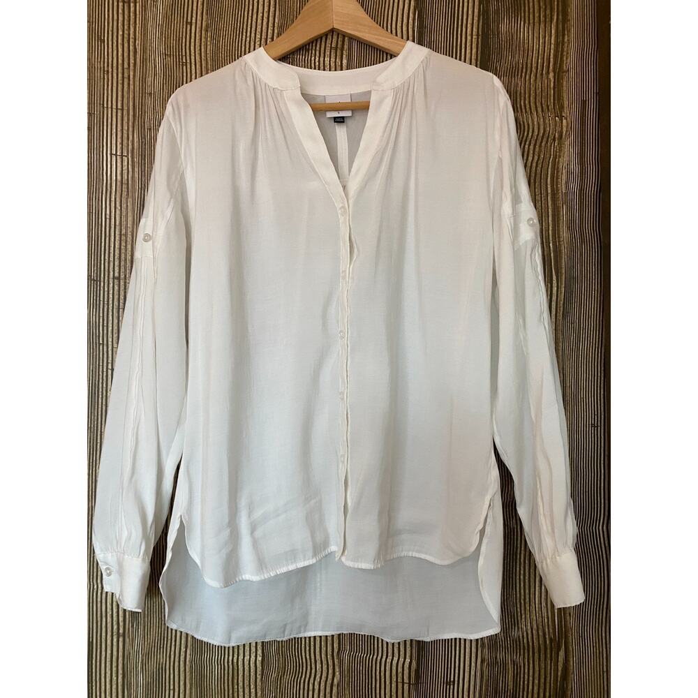 Cabi Lyric Button Up Shirt Ivory Size S Career Minimalist Roll Tab #6500 2024